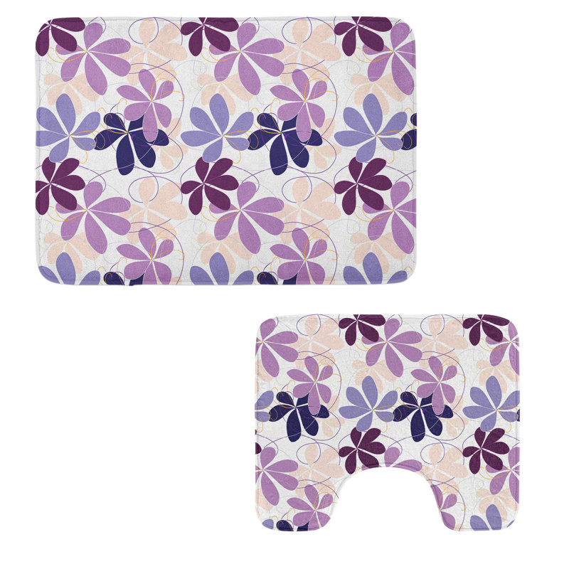  Ensemble de 2 tapis floraux pour salle de bain