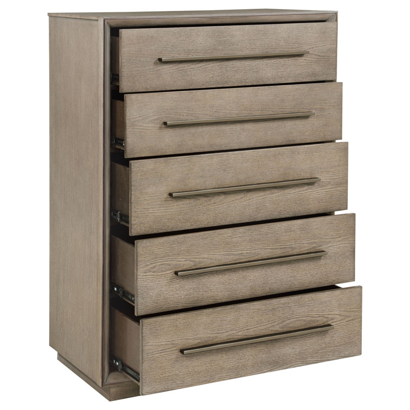 Prescott Taupe Oak 5-drawer Bedroom Chest