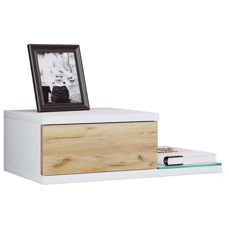 Ayvia Manufactured Wood Bedside Table, 15cm H x 48cm W x 28cm D, Oak wood