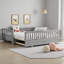 Base de lit convertible simple à double - lit plateforme en bois massif avec garde-corps gris-68980100-68980101