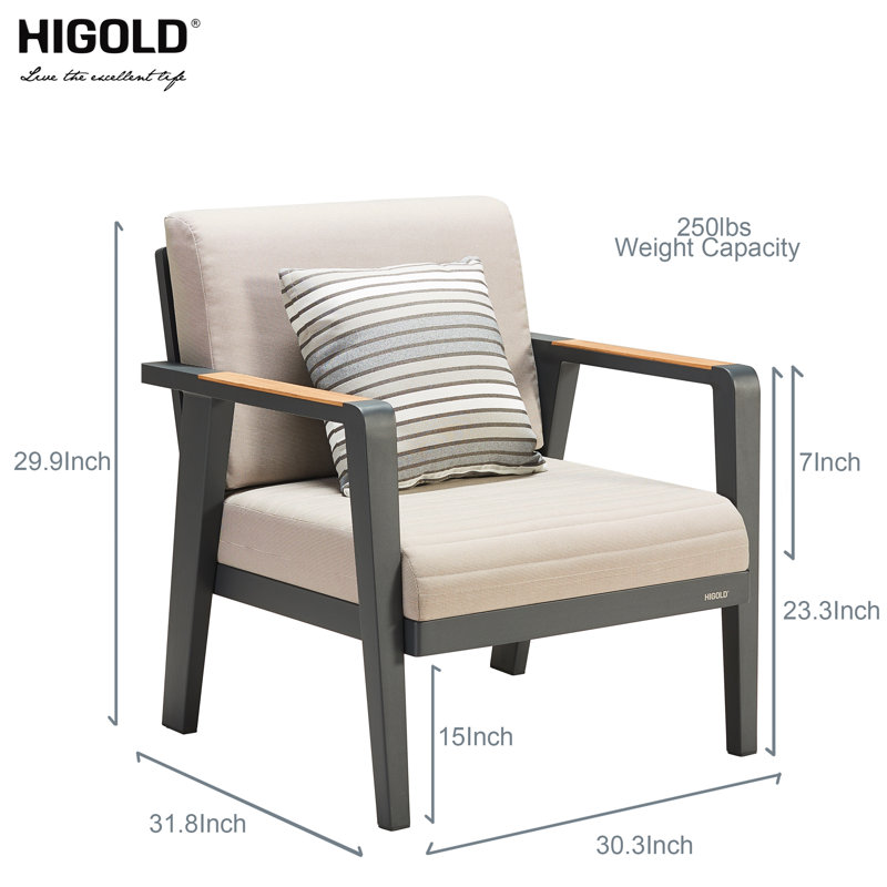 Emoti Aluminum Outdoor Lounge Chair with 5.1" Thickness Cushion
