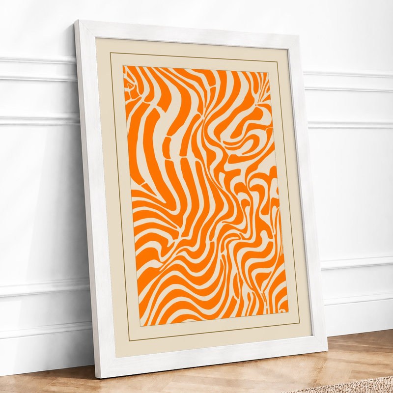 Flowing Forms Abstract - Framed Print, A2 - 59.4 x 42.0 cm, White