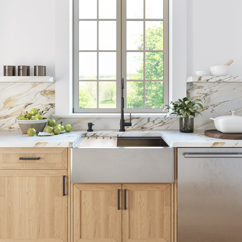 Évier de cuisine de ferme avec crépine à panier L 36 po x l 22 po
