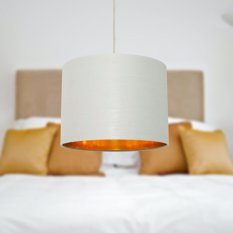 18cm H Cotton Drum Pendant Shade ( Uno ) in Grey