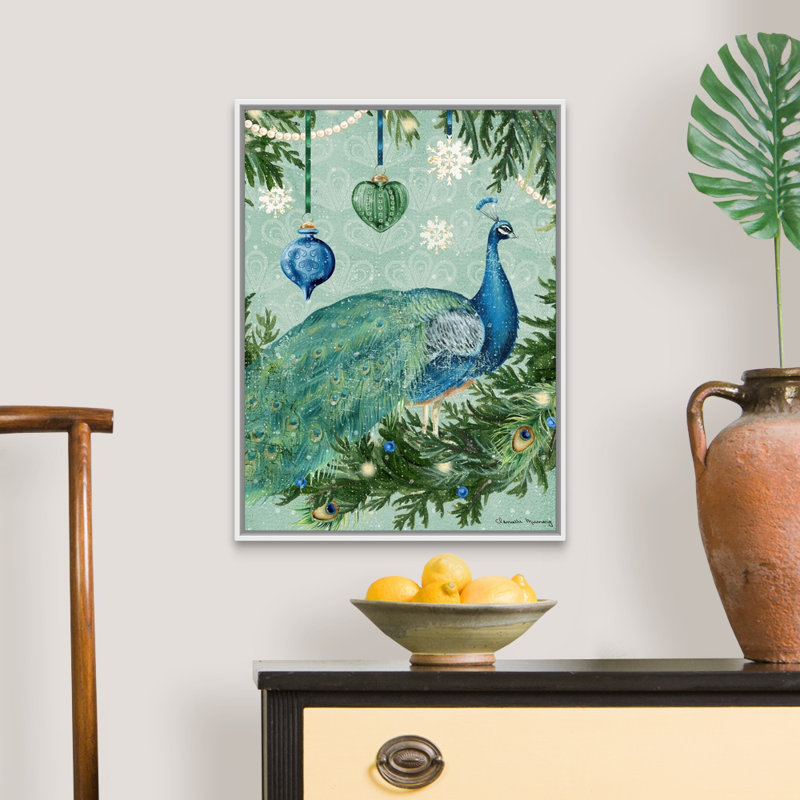 «Holiday Peacock» par Danielle Murray - peinture sur toile tendue, Toile tendue, H 24 po x l 18 po