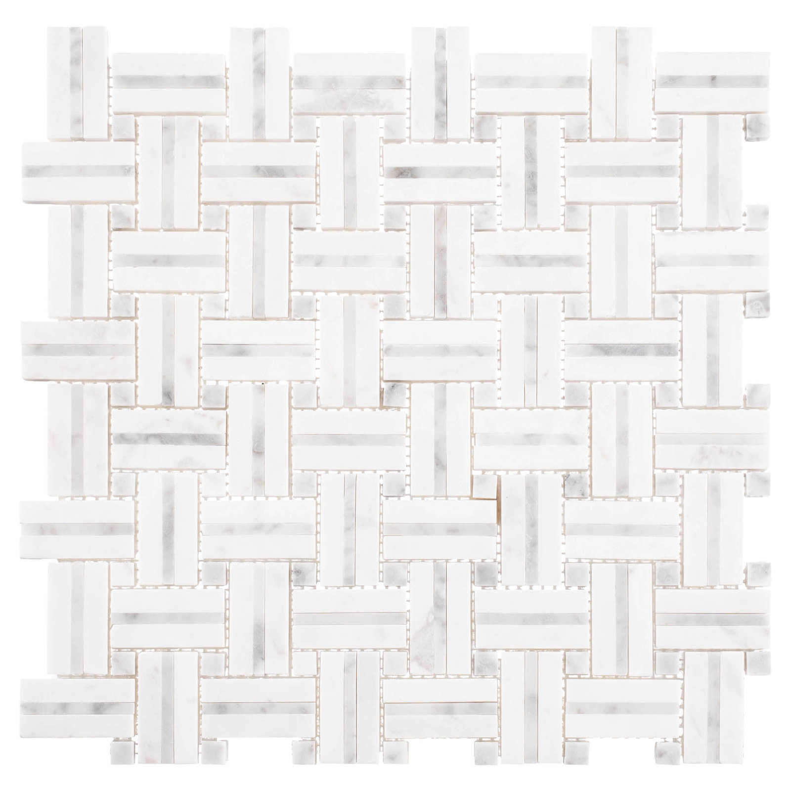 Fabrique 1-in. x 2-in. Basketweave Marble Look Polished Natural Stone Wall & Floor Mosaic Tile, Damask
