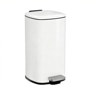 2.4 Gal Slim Bathroom Trash Can with Step Pedal & Soft-Close Lid, Removable Inner Liner with Bag Retainer Ring