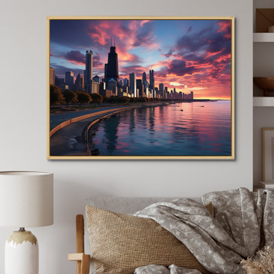 Paysage urbain de Chicago par nuit III - art mural Chicago
