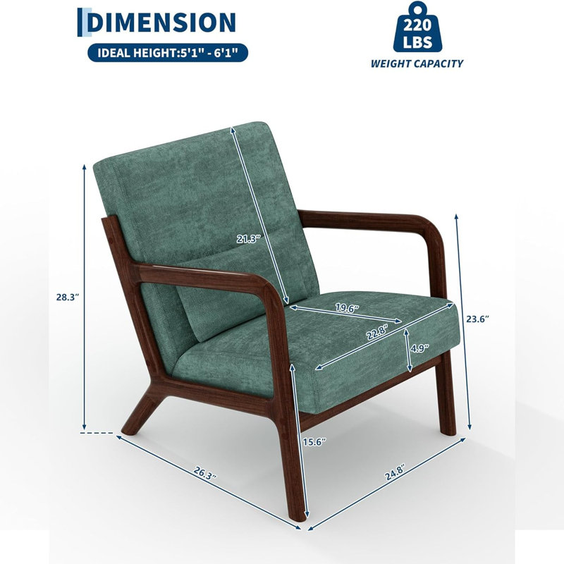 Fauteuil d'appoint MidCentury Modern Living Chenille Green, Green