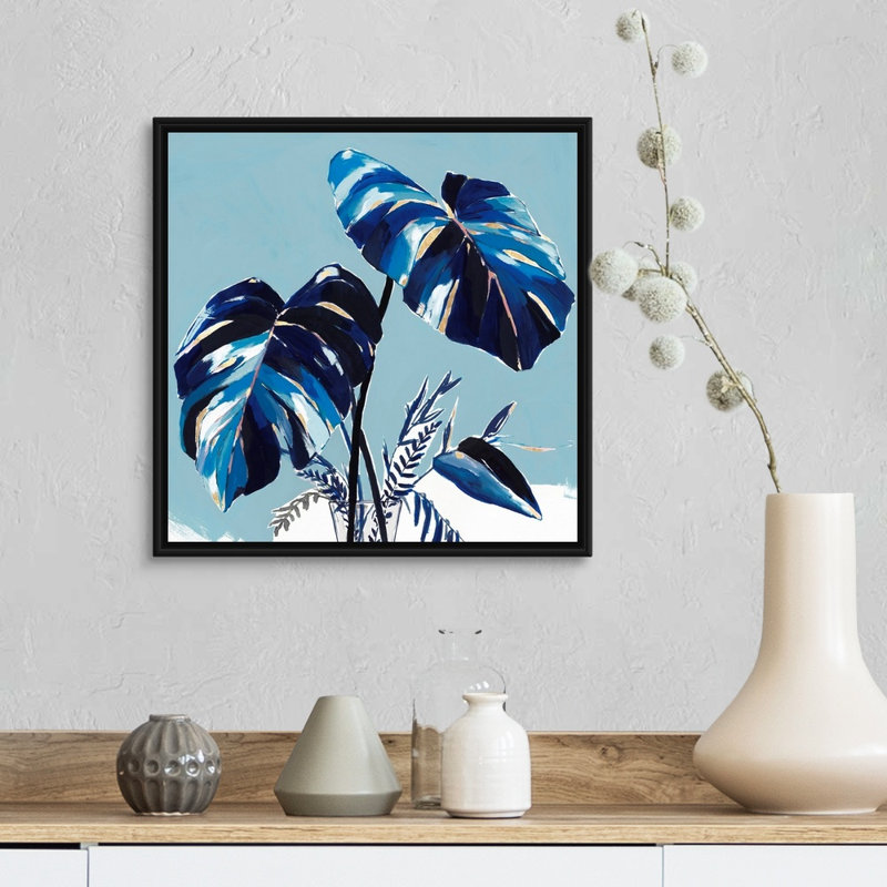 « Villa Palms II » par Isabelle Z, reproduction d’art sur toile, H 18 po x l 18 po x P 1,75 po, Cadre noir