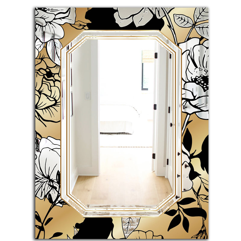 Botanical Obsidian Glam Bathroom/Vanity Mirror, 39.4" H x 29.5" W