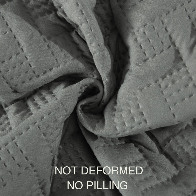 3 Piece Bed Quilted Coverlet, Microfiber Bedspread - NTBAY, Gray, Twin Quilt + 1 Standard Sham