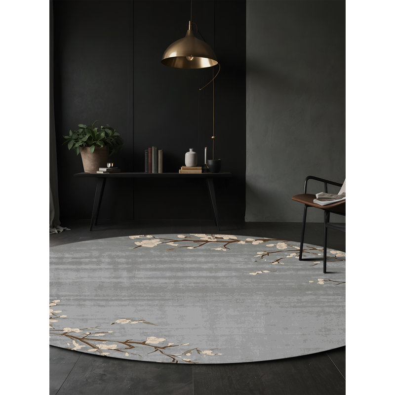 Tapis gris soyeux et moelleux, Rectangle 7 pi x 9 pi