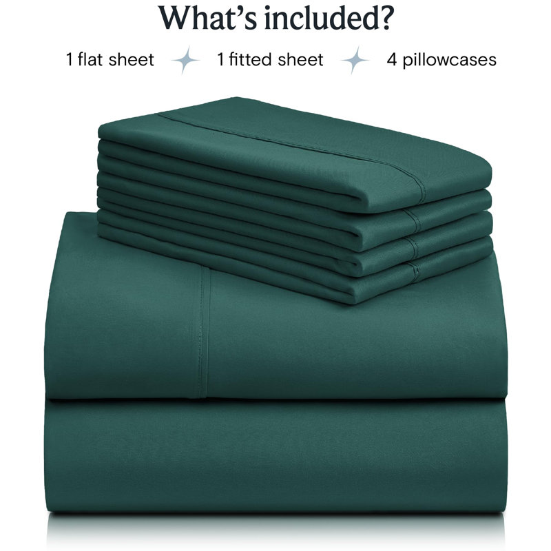 Luxclub 4 PC Emerald Split King Silky Soft Cooling Extra Deep Pocket Performance Sheet Set, Emerald