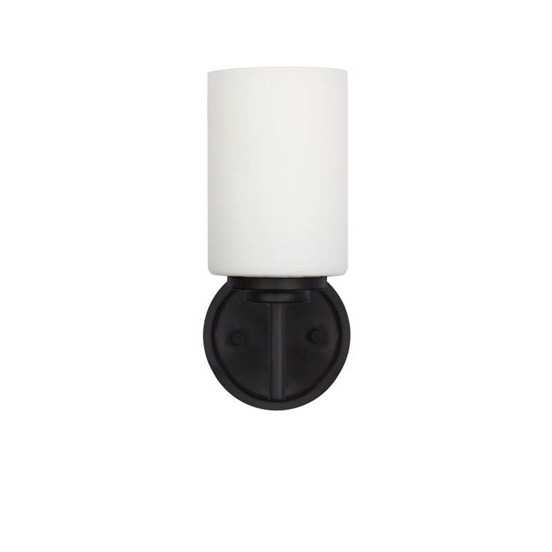 Applique murale 1 lumière Wynona - noir mat - blanc opale