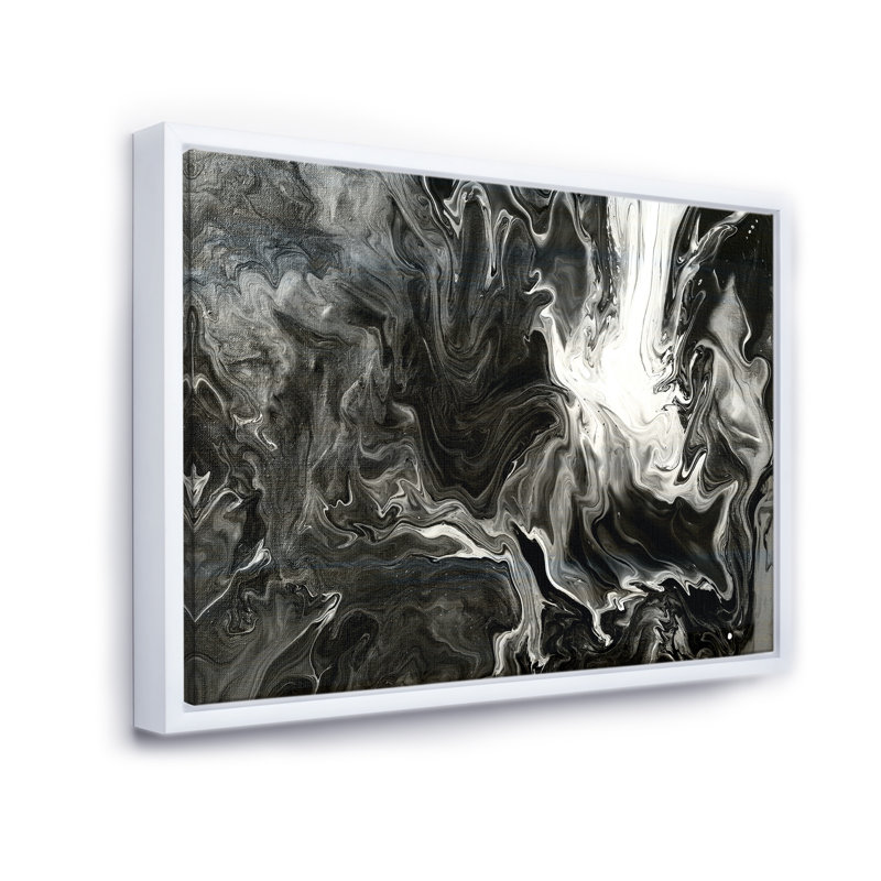Acrylique de marbre blanc, gris et blanc peint à la main IV - reproduction d'art sur toile, H 12 po x l 20 po x p 1 po