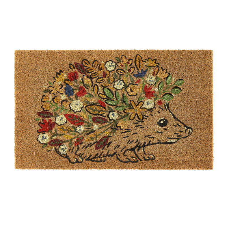 Indoor / Outdoor Coir Floral Hedgehog Mat
