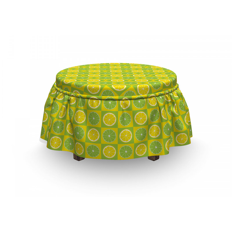 Ensemble de housse pour repose-pieds à coussins carrés 2 pièces citron pop art