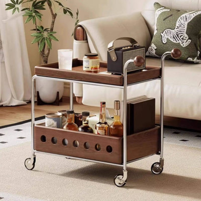 Chariot de rangement vintage en bois massif de 75 cm (29,53 po)