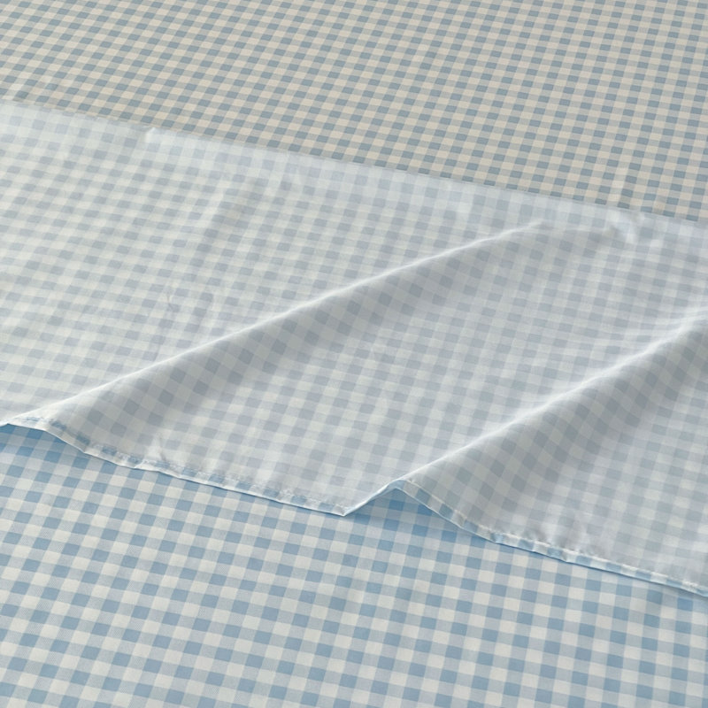 Gingham Sheet Set, Pre-Washed Microfiber Ultra-Soft Plaid Grid Sheets, Twin Sheet Set + 1 Pillowcase, Blue Gingham