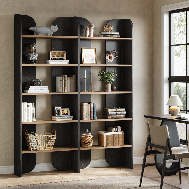 70.87-Inch Tall Bookcase with Open Shelves, Black, 1