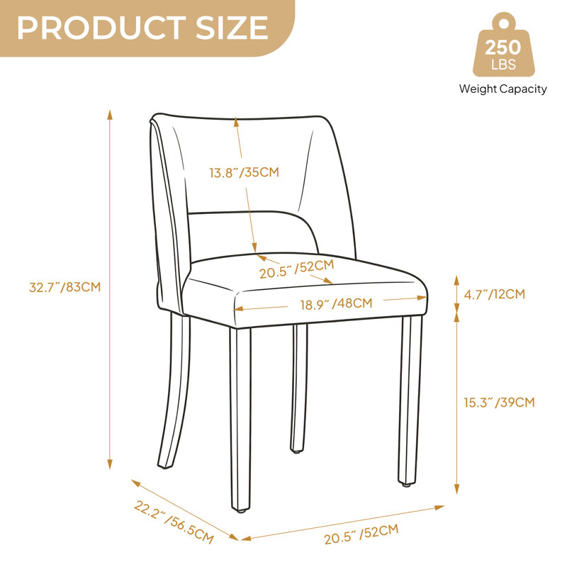 4-Piece Chenille Upholstered Solid Wood Dining Chair Set, Blue
