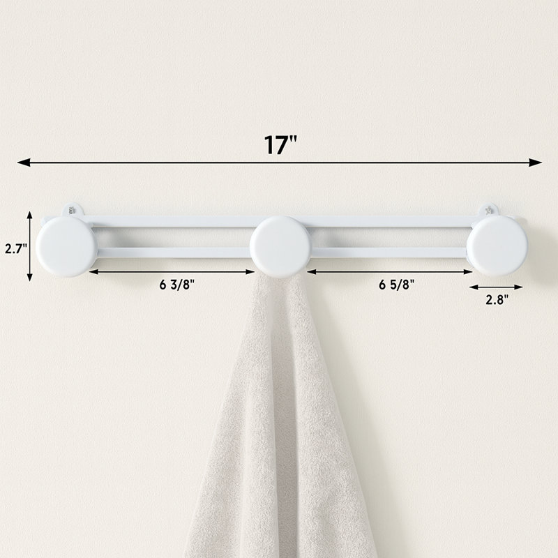 3 - Hook Wall Mounted Coat Rack, White