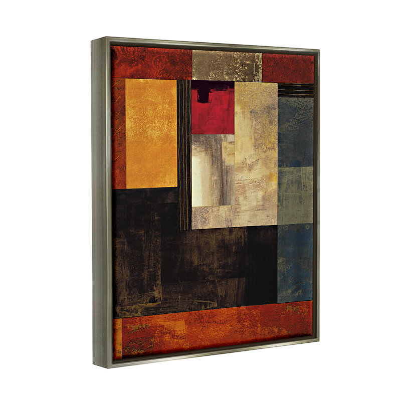 «Rich Red Geometric Squares», estampe numérique encadrée par Chris Donovan, H 31 po x l 25 po x P 1,7 po