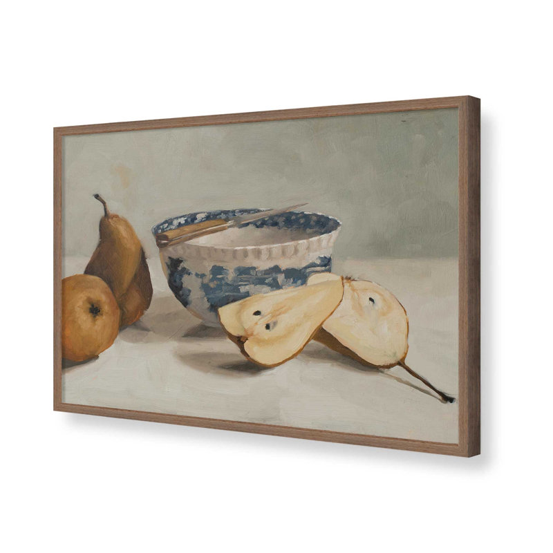 «Pears Knife Transfertware Bowl» par Miss Mustard Seed, reproduction d'art, H 24 po x l 32 po, Brun