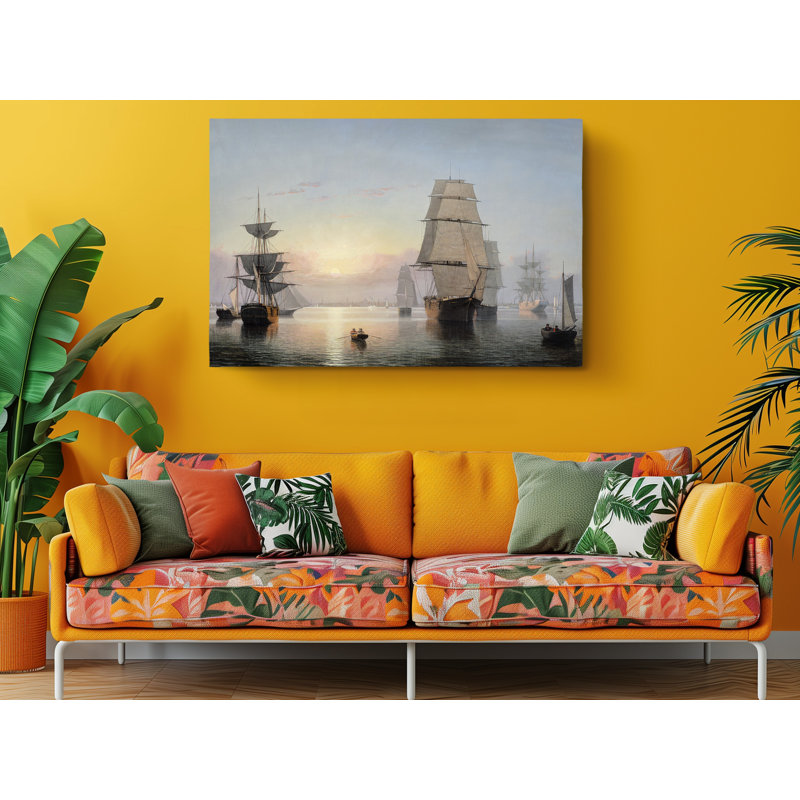 Boston Harbor Sunset - reproduction sur toile tendue - reproduction sur toile tendue, H 40 po x l 60 po x P 1 po