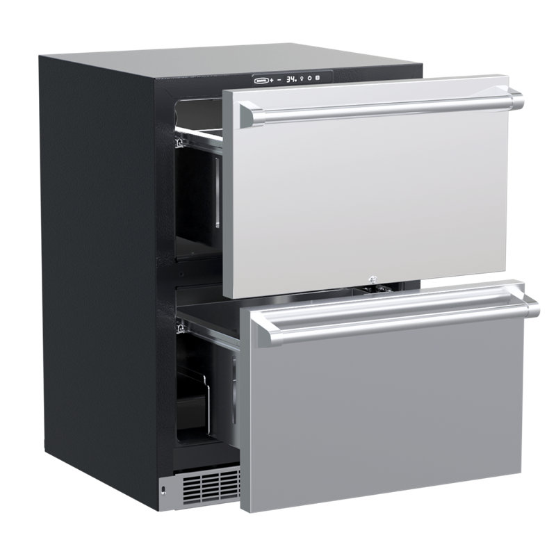 Marvel Appliances 5 Cubic Feet Panel Ready Door Style Built-in Mini Fridge in Stainless Steel/Black