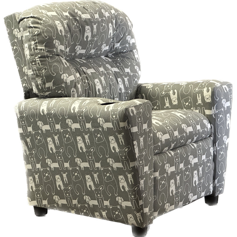 Neosha Kids 13'' Recliner and Ottoman, Gray/White