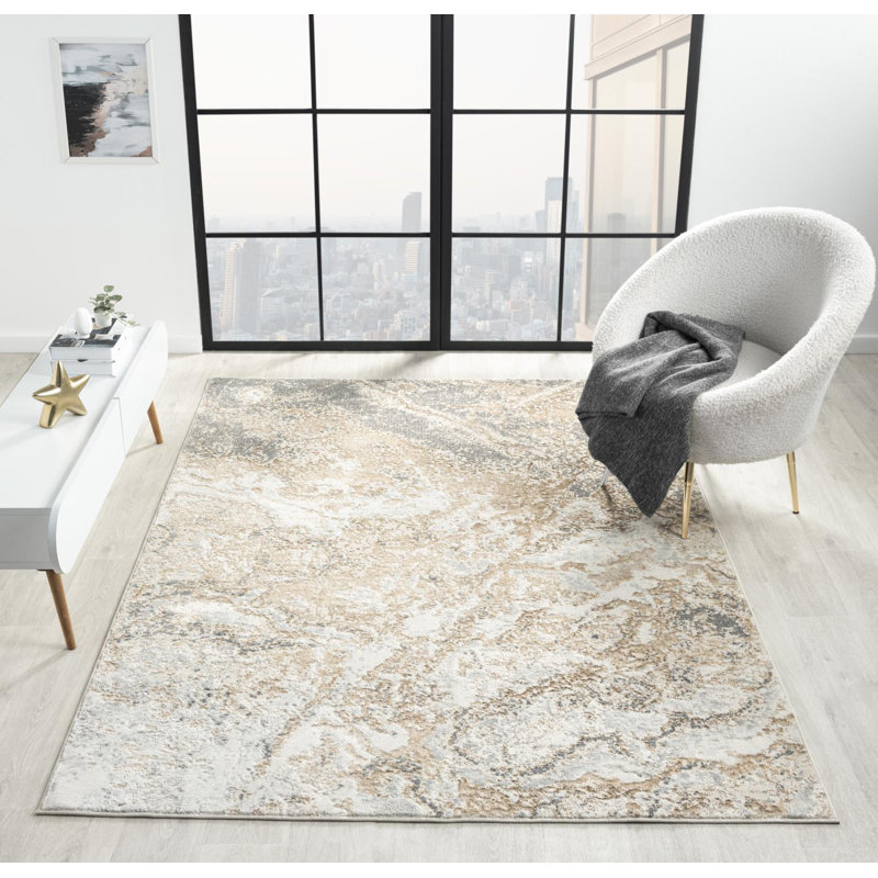 Nason Collection Abstract Beige/Grey Area Rug,, Rectangle 7'5" x 11'1"