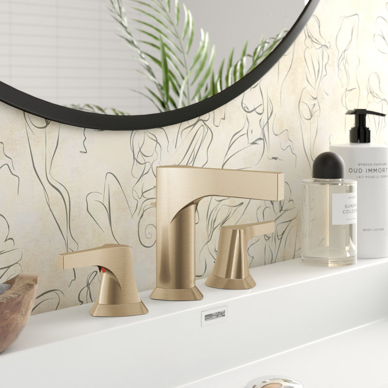 Zura Widespread Faucet with Drain Assembly, Gold