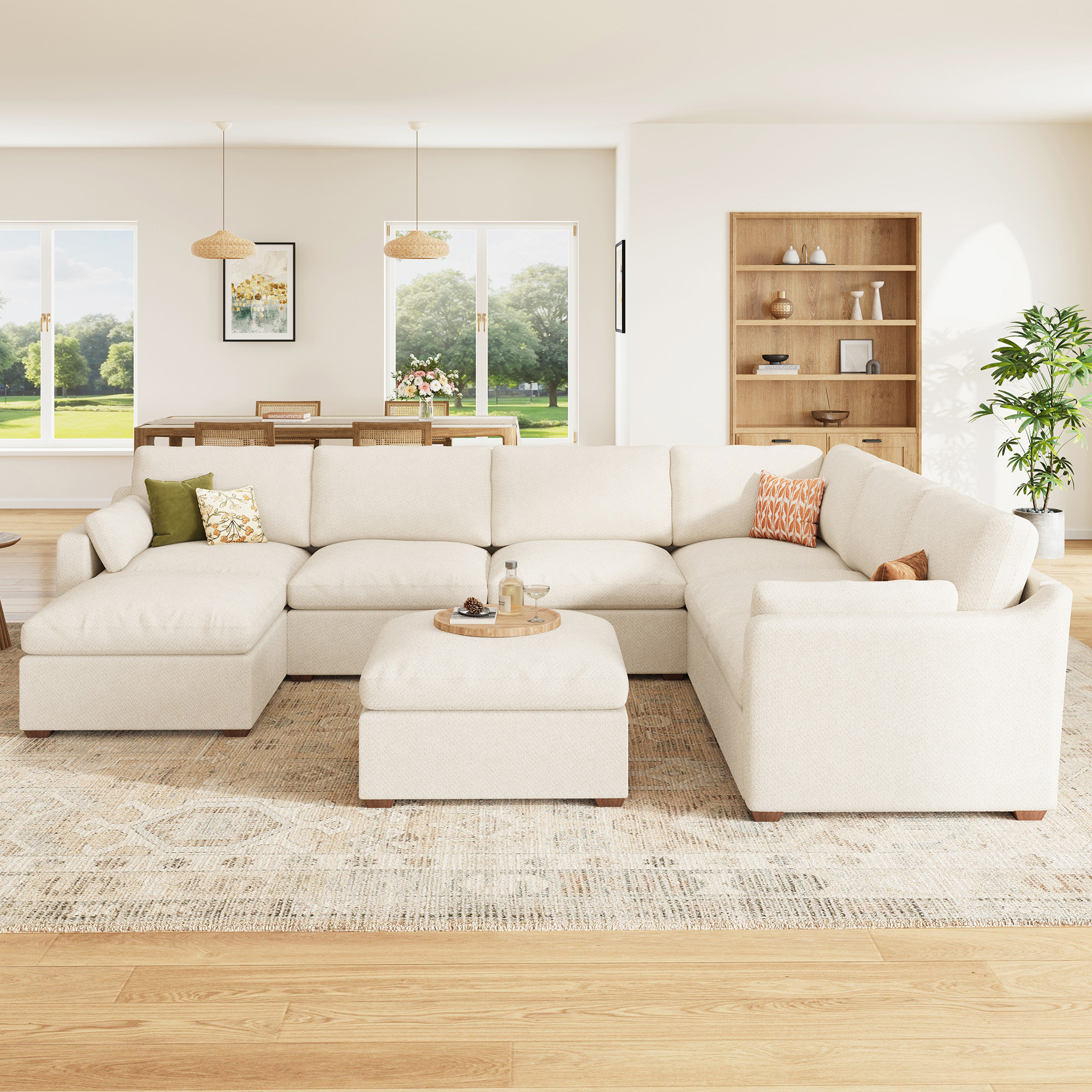 Ebern Designs Abramson Upholstered Cloud Sectional Reversible Modular ...