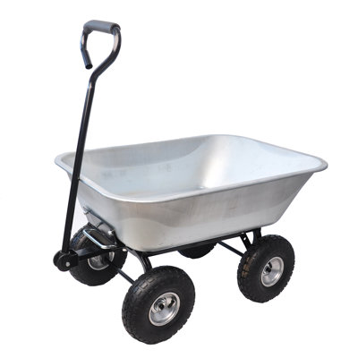Chariot de jardin à double roue de 4 pi³ avec une capacité de 600 lb et un système de basculement rapide