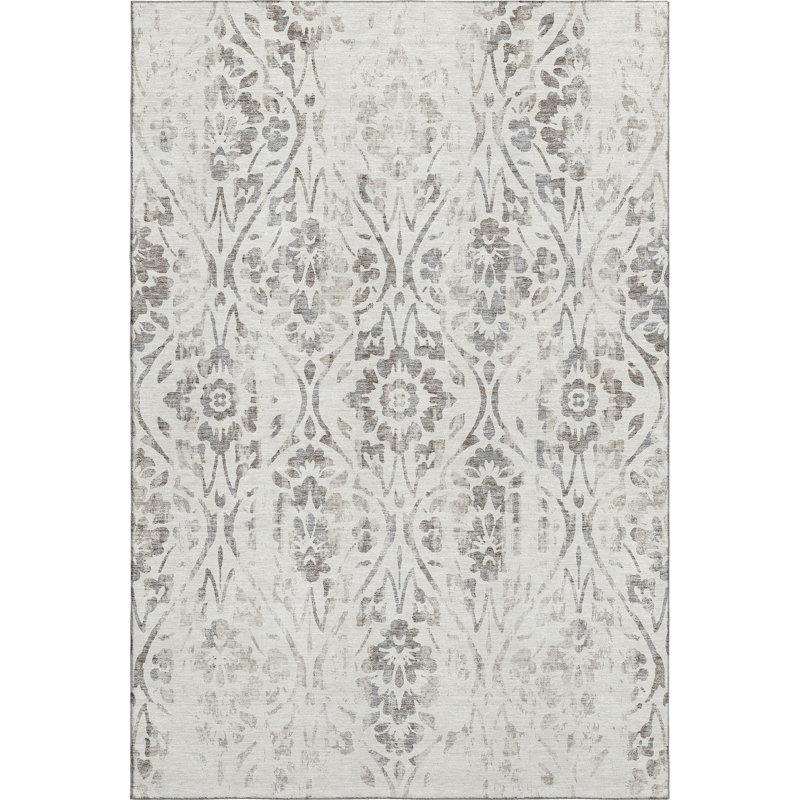 Premium Machine Washable Prisco Ivory Rug, Rectangle 10' x 14'