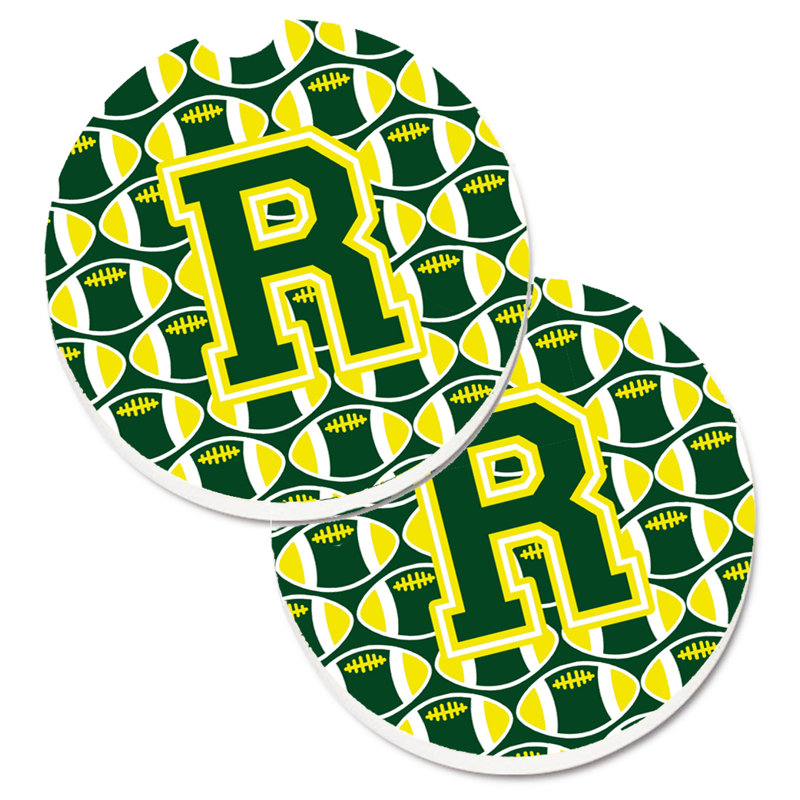 Sous-verre de football, R, Vert / Jaune