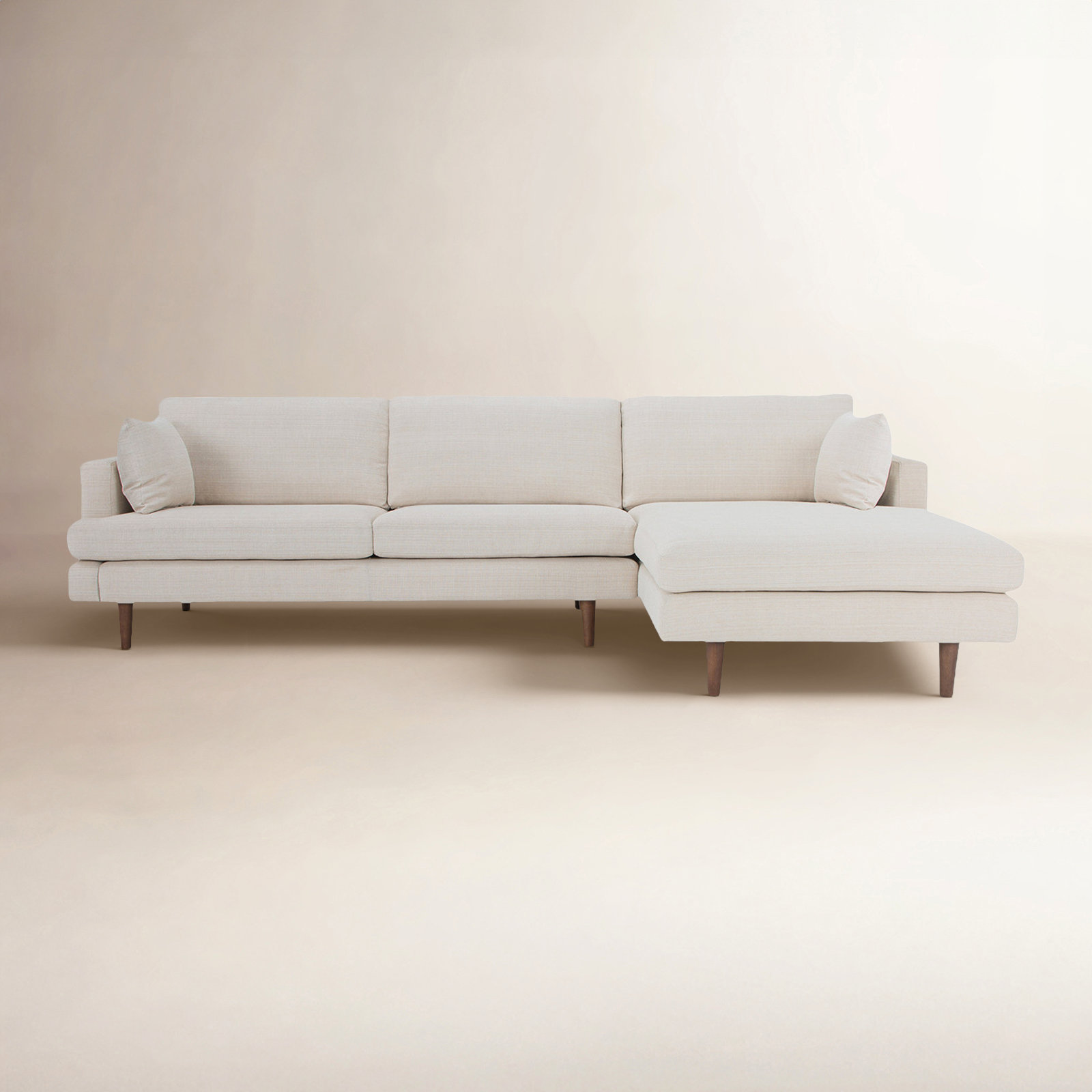 Laguna Upholstered Chaise L-Sectional, Right Hand Facing, Cream Performance Basketweave