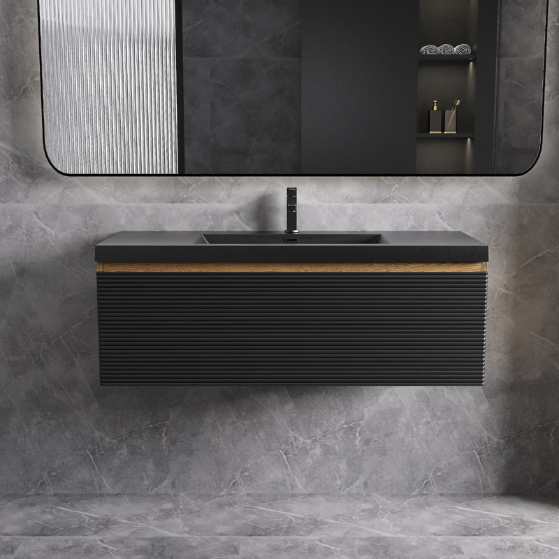 Dhruven 48 Inch Fully Assembled Single Floating Bathroom Vanity With Solid Surface Sink