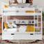 Lit superposé double avec lit gigogne et tablettes intégrées, lit superposé en bois avec rangement-1522531310-1522531311