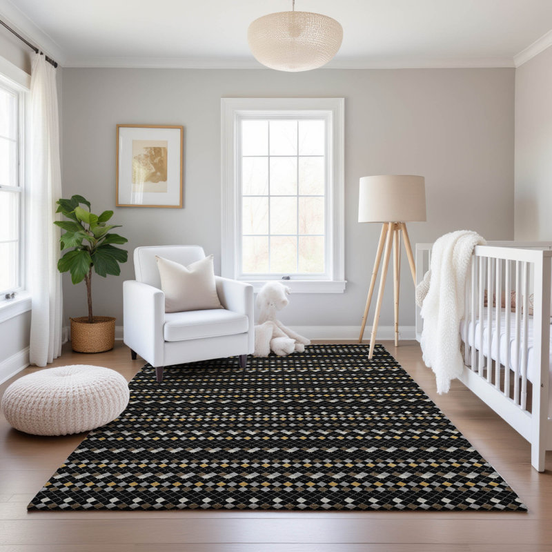 Tapis à rayures Sykora AMF1408 lavable à la machine de qualité supérieure, Rectangle 5 pi x 7 pi 6 po