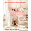 Tente de jeu pour enfants, structure en PVC, avec tapis rembourré rose, utilisable à l'intérieur et à l'extérieur, coin lecture/sieste, sac de transport, drapeau, fenêtre aérée et guirlande lumineuse étoilée.