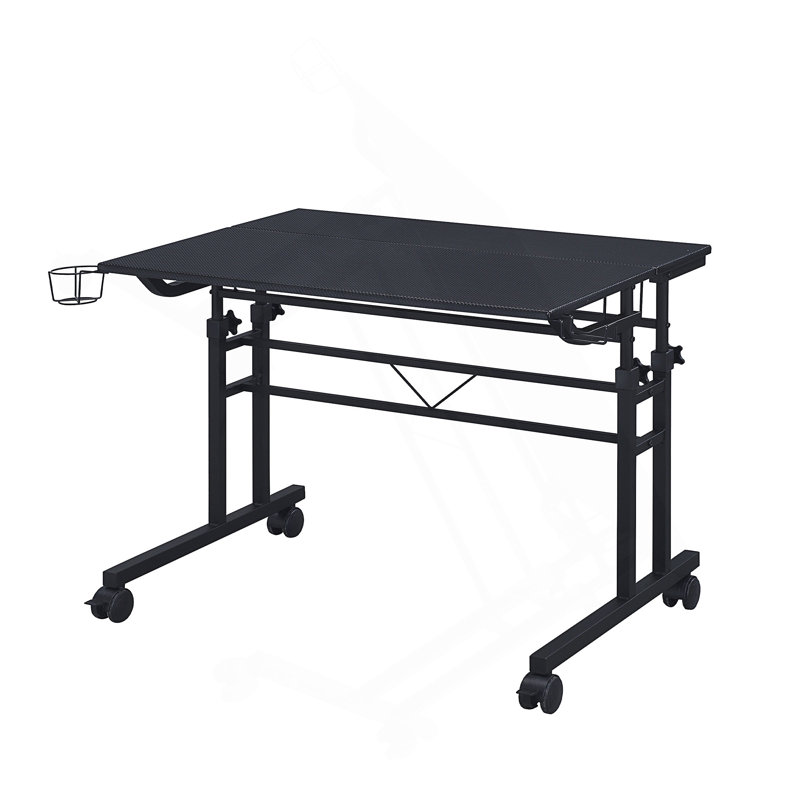 Bureau d'écriture roulant avec hauteur réglable et tablette mobile, Noir
