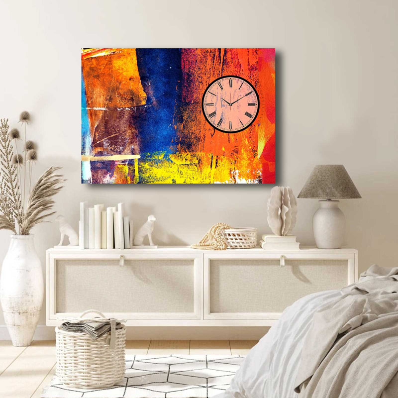 Horloge murale élégante en toile 27,6 po x 39,4 po | Toile 100% suède avec cadre 100% bois (épaisseur: 1,1 pouce) | Parfait pour la décoration intérieure, garde-temps élégant pour le salon et le bureau, design unique