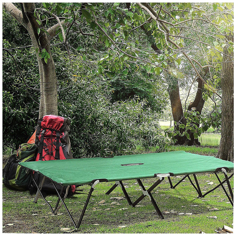 Lit de camp pliable pour adultes pour 2 personnes Outsunny, lit de camp portatif extérieur extra large 50 "avec sac de transport, lit de camping surélevé, randonnée sur la plage, vert