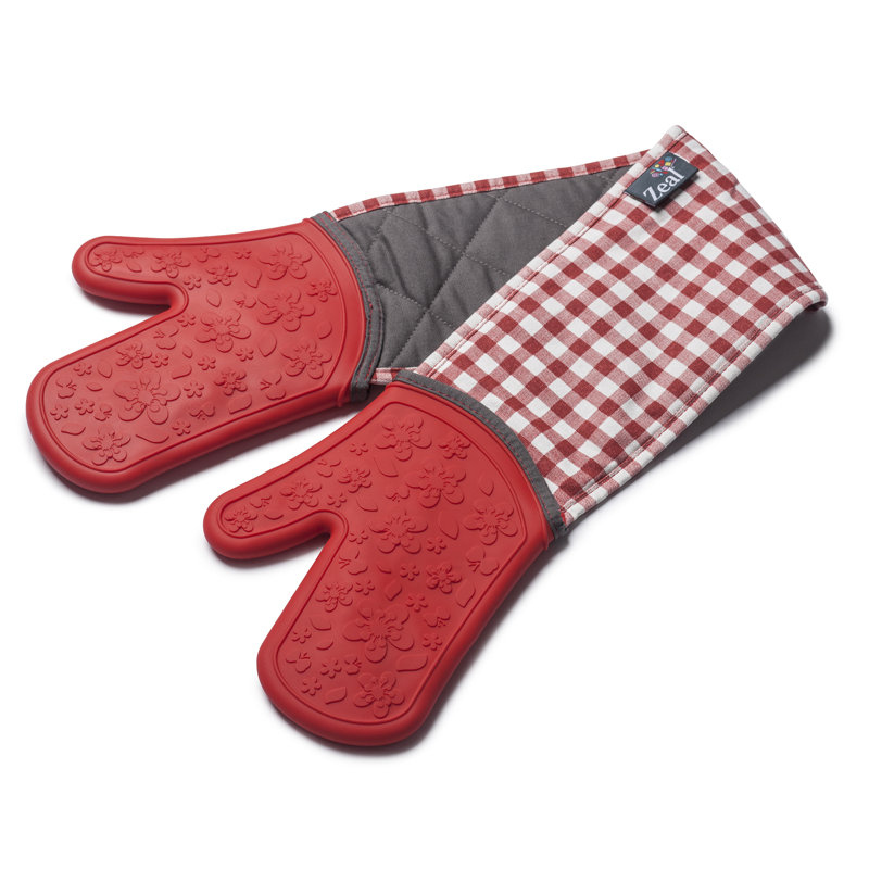Silicone Double Oven Gloves, Red