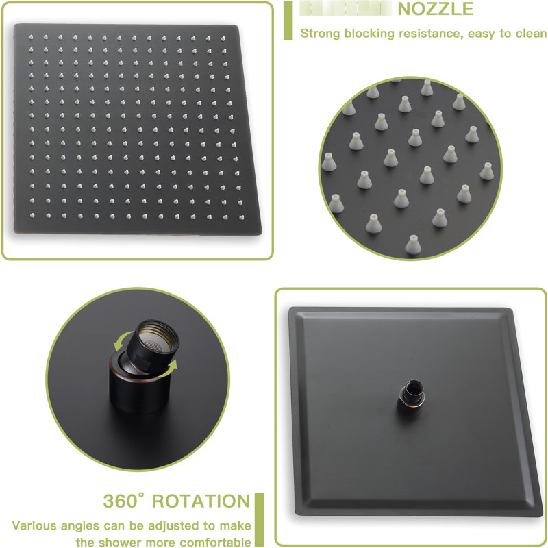 Oil Rubber Bronze Shower Collection - 12" Ceiling Mount Waterfall Tub Spout 3 Function Rainfall & Handheld Showers -Balanced Valve Easy Installation Sanitary Assurance System With 12 Inch Cleanliness