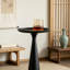 Table à boissons ronde en acier de 24 po de hauteur avec base fuselée, table d'appoint minimaliste moderne pour le salon et la chambre à coucher - Finition noire