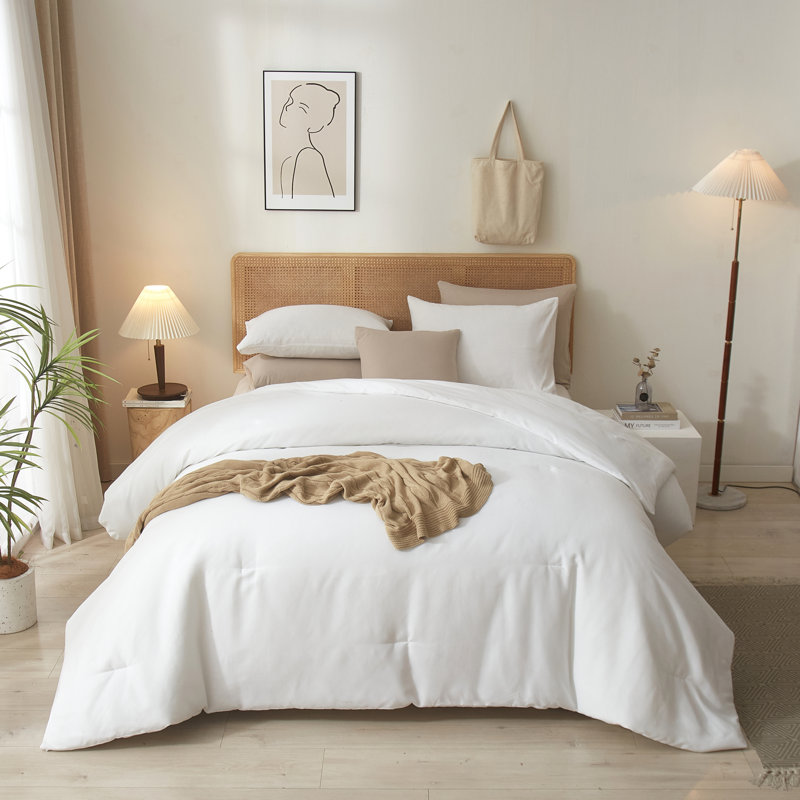  Ensemble d'édredon en microfibre toutes saisons 3 pièces 90g, Blanc, Édredon pour très grand lit + 2 très grandes ta